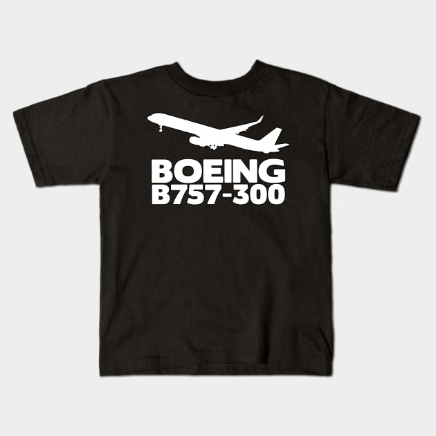 Boeing B757-300 Silhouette Print (White) Kids T-Shirt by TheArtofFlying